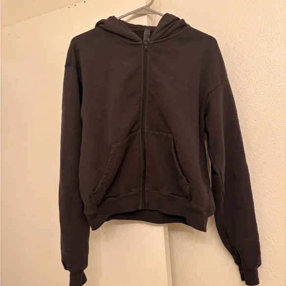 Skims French terry zip up hoodie XS Zip-Up Hoodie ASH - Picture 3 of 4